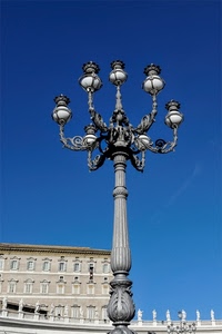 statue, lampione, finestre, cielo, palazzo, azzurro, roma, lampade, lampioni, vaticano, blu, palo, luci, ferro