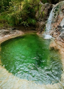 acqua, cascata, verde, alberi, lago, laghetto