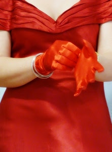guanti, rosso, donna, vestito, mani, braccia, bracciale