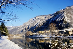 neve, lago, montagna, acqua, inverno, paese, riflessi, montagne, albero, alberi, bianco