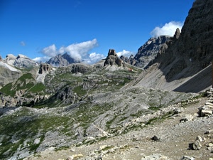 montagna, nuvole, rocce, cielo, montagne, strada, verde, panorama