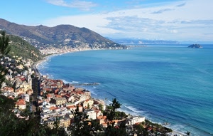 mare, panorama, case, costa, isola, golfo, cielo, acqua, borgo, montagne, blu, azzurro, città