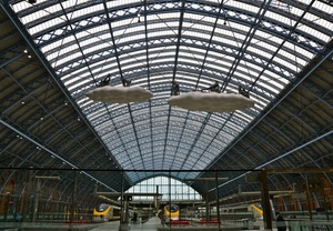 stazione, treni, giallo, tettoia, arco, volta, galleria