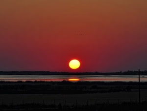 tramonto, sole, rosso, mare, lago, controluce, riflesso, acqua, paesaggio