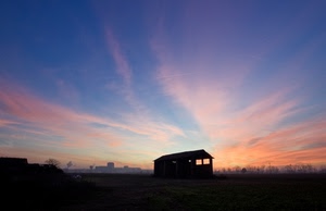 cielo, controluce, nuvole, tramonto, casa, alba, rosa
