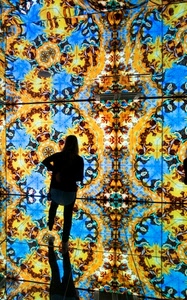 colori, donna, persona, riflesso, giallo, expo, mosaico, specchi, vetrata