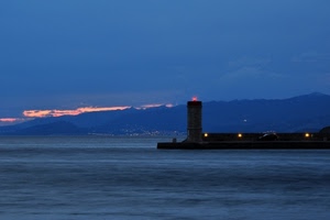 mare, faro, cielo, luci, acqua, nuvole, molo, porto, tramonto