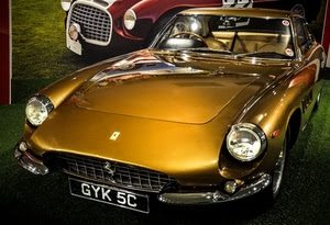 ferrari, oro, auto, automobile, targa, cavallino, giallo, fari, epoca, fanali, macchina, riflesso