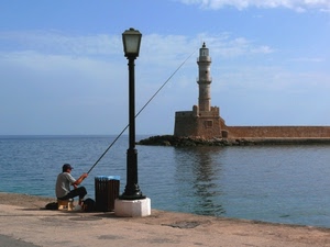 mare, lampione, pescatore, faro, canna, pescare