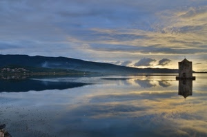 nuvole, riflesso, torre, lago, acqua, mare, cielo, tramonto, montagna, riflessi