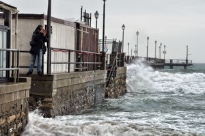 fotografo, mare, lampioni, onde, molo, acqua