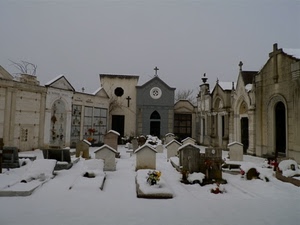 tombe, cimitero, neve, inverno, croci, cappelle, bianco, lapidi
