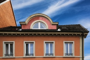 tetto, finestre, abbaino, cielo, nuvole, casa