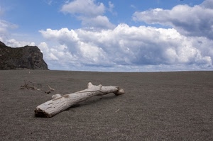 nuvole, tronco, sabbia, spiaggia, cielo, legno, roccia