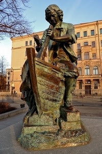 statua, barca, palazzo, monumento, finestre, cielo, artigiano