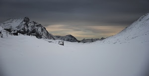 neve, montagna, bianco, inverno, nuvole, case, montagne