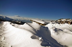neve, montagna, inverno, cielo, tetto, cime, bianco