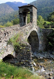 ponte, fiume, pietre, torrente, arco, montagna, acqua, sassi, alberi