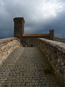 ponte, torre, nuvole, castello, cielo, pietre, merli