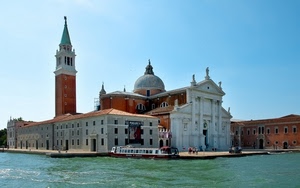 chiesa, campanile, venezia, canale, cupola, mare, acqua, barca