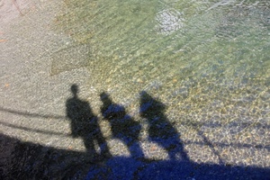 tre, acqua, ombre, mare, ombra, riflesso, ringhiera