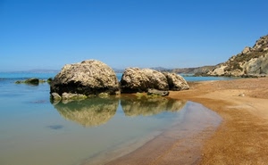 sabbia, mare, spiaggia, acqua, cielo, azzurro, scogli, riflessi, rocce, riflesso, massi, riva, sassi