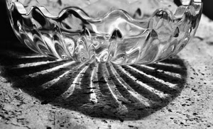vetro, cristallo, riflessi, curve, bianconero, ombre, ombra, riflesso, ciotola, coppa, raggi