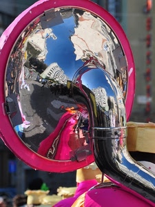 riflesso, strumento, trombone, rosa, viola, musica, tromba, riflessi, specchio